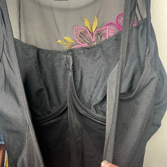 Carol Wior Swimsuit Women 14 One Piece Hawaii Flower Sheer Top Underwire VTG NWT - Picture 6 of 10